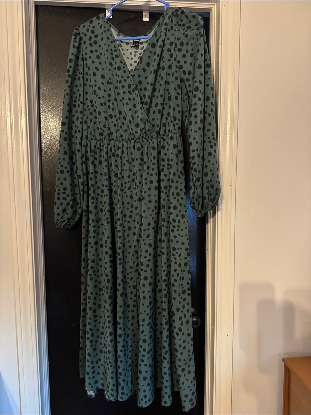 SHEIN Green Polka Dot Wrap Maxi Dress